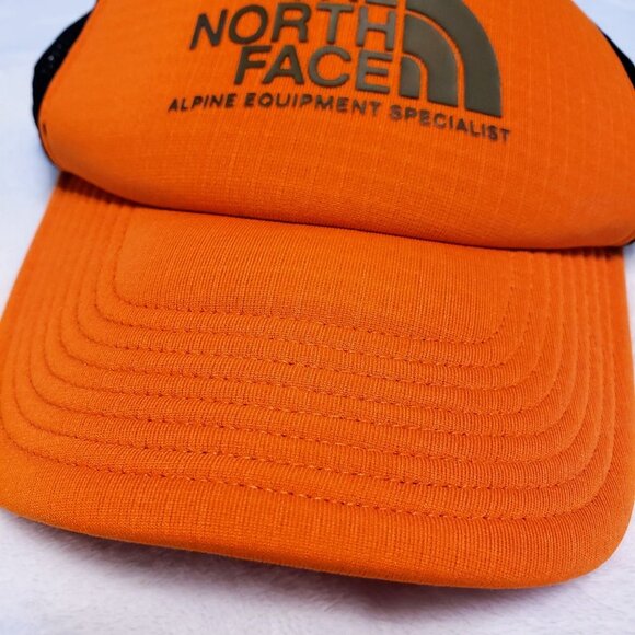 THE NORTH FACE Orange Black Mesh Trucker Hat Adjustable Snap Back - Picture 3 of 5
